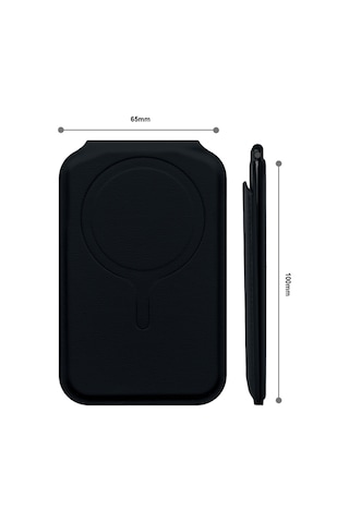 Magsafe Uyumlu Güçlü Mıknatıslı Katlanabilir Deri Cüzdan Ve Telefon Standı Siyah