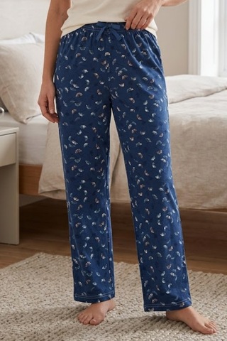 Mataş Kadın Viskon Pijama Altı Rahat Kesim Fiyonk Bağcıklı Bel Lacivert