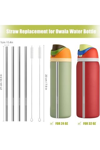 Fosenze 24-32 Oz Su Bardakları İçin Paslanmaz Çelik Yeniden Kullanılabilir Metal Pipetler 2 Adet Temizleme Fırçası İçerir