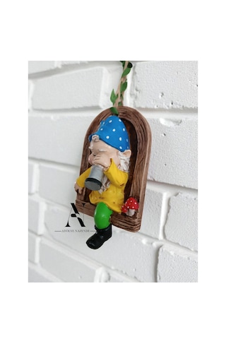 Adet Dekoratif Duvar Ve Bahçe Süsü Dürbünlü Cüce Mavi Şapka