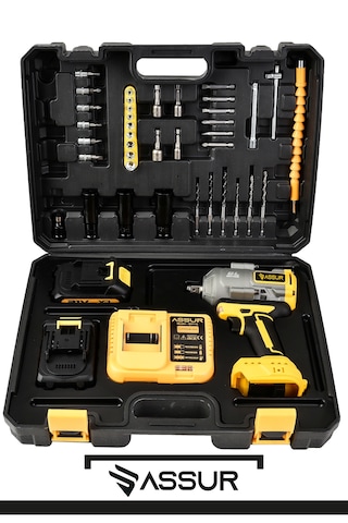 Assur ASR242 21V Çift Akü 1100NM Somun Sıkma Sökme Sarı