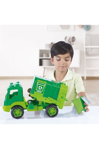 Sürtmeli Büyük Boy Geri Dönüşüm Aracı Ve Çöp Kamyonu Yeşil Çevre Temizlik Kamyon Pencereli