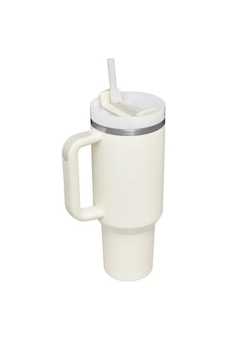 Stanley Kişiselleştirilebilir Quencher Pipetli Paslanmaz Çelik Vakum Yalıtımlı Termos Bardak 1.18 L Özel İsimli Krem