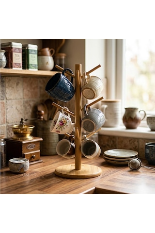 Mix Altlık Yuvarlak - Kare Bardak - Fincan Asacak Bambu - Ahşap 35cm 50001 19 x 7 CM