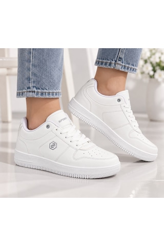 Papucumun Dünyası Unisex Bağcıklı Hafif Sport Tasarım Günlük Mevsimlik Sneaker Beyaz