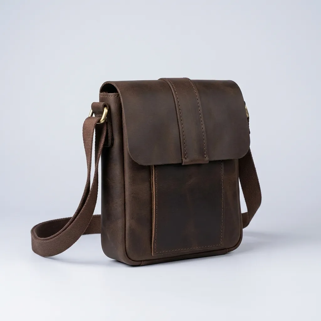 Natderi Unisex Hakiki Deri Siyah & Acı Kahve Seçenekli Postacı Çantası Ayarlanabilir Askılı Çapraz Çanta 24x21 Cm Acı Kahverengi
