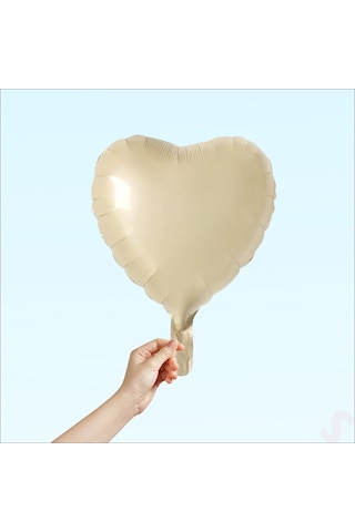 Kalp Folyo Balon, 45cm - Bej