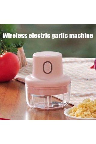 Kablosuz Kıyıcı Ev Elektrik Çok Fonksiyonlu Kıyılmış Tamamlayıcı Gıda Karıştırma Sarımsak Artifact Pişirme Makinesi Presler Pembe, 250ml Açık Gri