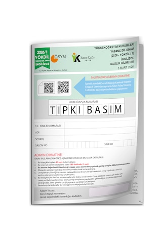 2026/1 Yökdil İngilizce Sağlık Bilimleri Ösym Çıkmış Soru Tıpkı Basım Deneme Kitapçığı Türkiye Genel