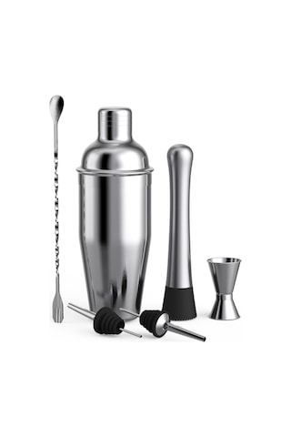 Vkemall 6 Parçalı Paslanmaz Çelik Boston Shaker Seti - Ev Barı İçin Kokteyl Yapım Kiti