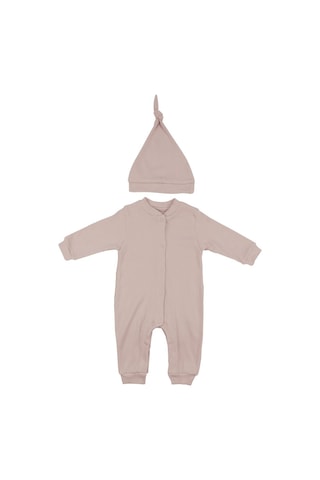 Bebegen Unisex Bej Fitilli Düğümlü Bereli Çıtçıtlı Tulum Çok Renkli