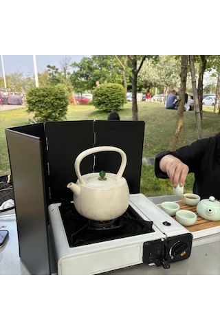 Trendooze Kamp Ocağı Rüzgarlık Beyaz Hafif Katlanır Isıya Dayanıklı Toz Koruma Beyaz