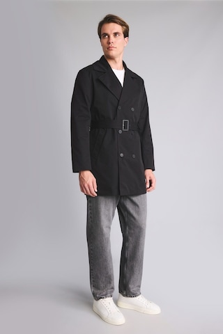 Defacto Slim Fit Astarlı Düğmeli Cepli Kemerli Mevsimlik Trençkot D5528ax26aubk27 Siyah-bk27