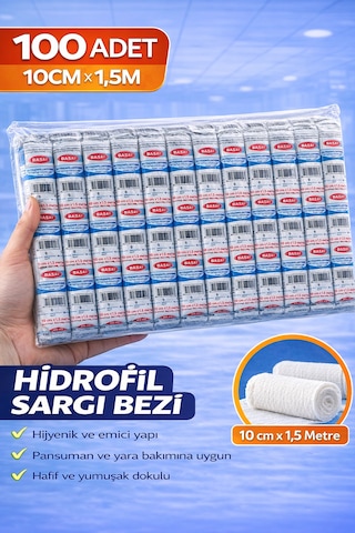 Hidrofil Sargı Bezi 10x150 Cm 100 Adet Hastane Tipi Yüksek Emici Medikal Bandaj