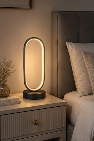 Zzez Siyah Renk Gün Işığı Led Işıklı Modern Tasarım Led Masa Lambası - Abajur - Gece Lambası