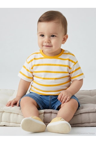 Civil Baby Çizgili 6-18 Ay Tişört - Hardal