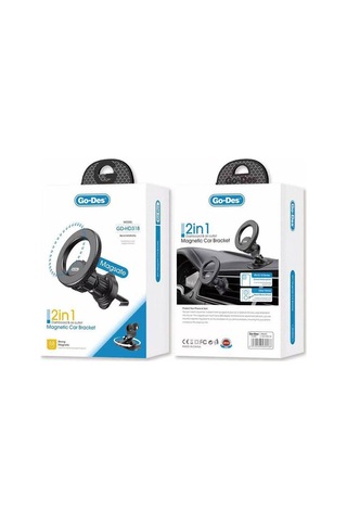 Havalandırma Ve Düz Zemin Araç İçi Telefon Tutucu Go Des Gd-hd318 Magsafe Magnetik 360 Dönebilen