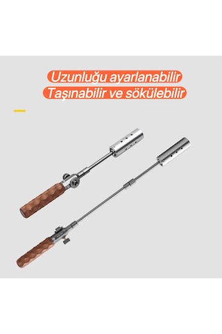 Üç Parçalı Uzun Alev Tabancası Ayarlanabilir, Katlanabilir, Taş Gümüş