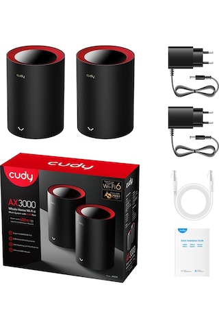 Cudy M3000 3000Mbps Kablosuz 2.5 Gigabit Wi-Fi 6 Mesh Router 2'li