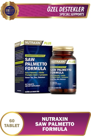Nutraxin Saw Palmetto Formula 60 Tablet - Cüce Palmiye, Isırgan Otu, Yeşil Çay, Likopen, Çinko, Selenyum