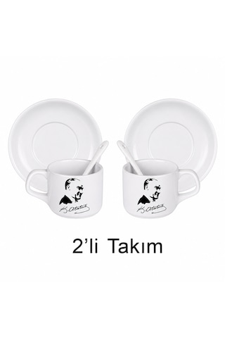 Atatürk Fincan 2'li Beyaz