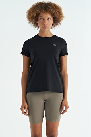 Tommy Life Siyah Sırt Yırtmaç Detaylı O Yaka Kısa Kollu Standart Kalıp Kadın T-shirt - 97267 Siyah