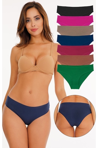 Sensu Kadın Pamuklu Karışık Renkli 7'li Slip Külot Çok Renkli Çok Renkli