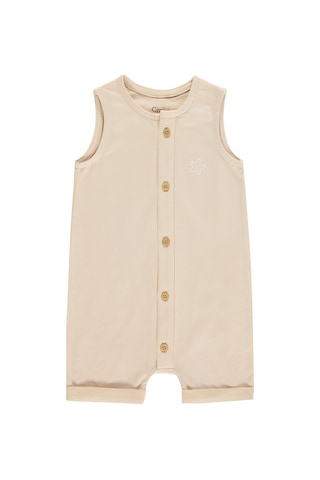 Civil Baby Yıldız Nakışlı 3-12 Ay Tulum - Kahverengi Taba