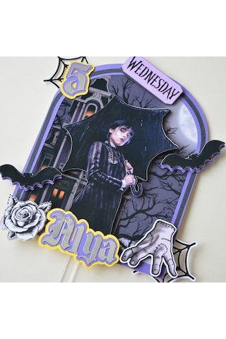 Wednesday Temalı Kız Çocuk Doğum Günü Pasta Parti Süsü Caketopper