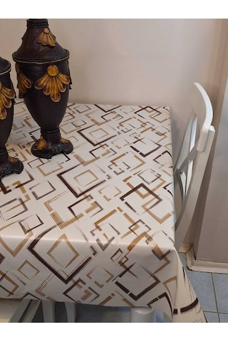 Elyaflı Pvc Muşamba - Desenli Silinebilir Masa Örtüsü Mrl124b Kahverenği