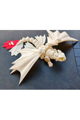 Katlanabilir Kanatlı Siyah Beyaz Ejderha Figürü Dekoratif Oy...