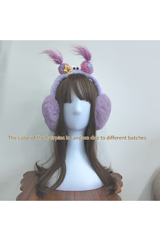 Elmpaly Kadınlar İçin Mor Sevimli Polar Kulaklık, Kışlık Rüzgar Geçirmez Sıcak Kulak Koruyucu