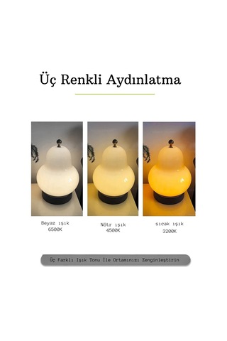 Monozone Masa Lambası Dokunmatik Şarjlı Armut Lamba 3 Modlu