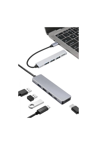 Apple MacBook Pro/air Uyumlu Usb Type-c 8 In 1 Hub Dönüştürücü Çevirici Çoklayıcı Usb Hdmı Micro Sd 8 Giri