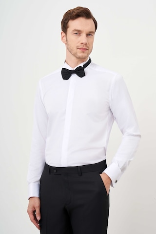 Morven Erkek Beyaz Manşetli Jakar Desen Ata Yaka Slim Fit Gömlek 24mc004060600 Beyaz