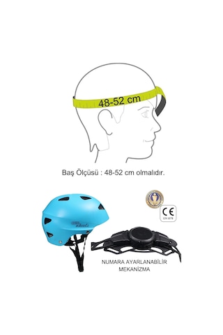 Mavi Erkek Çocuk Kaskı Spor Koruyucu Kask Dizlik Dirseklik Donanım Seti Kaykay Bisiklet Scooter Çok Renkli