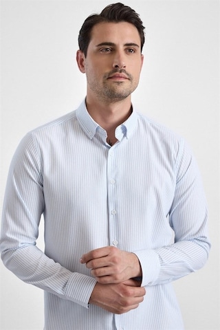 Süvari Buz Mavi Slim Düğmeli Yaka Casual Gömlek Gm1008400366-m01