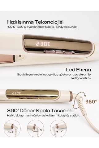 Dijital Ekranlı Isı Ayarlı Seramik Saç Düzleştiricisi, 100-230 C Ayarlanabilir Isı ,seramik Plaka ,360 Döner Kablo - Saç Düzleştirici , 54w Hızlı Isınma