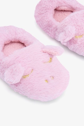 Penti Açık Pembe Kız Çocuk Unicorn Desenli Nakışlı Ev Patiği