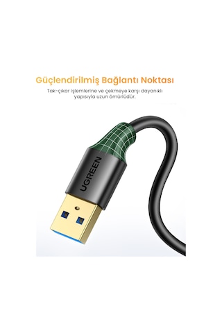 Ugreen Usb 3.0 Uzatma Kablosu, 50 Cm, Siyah, 30125