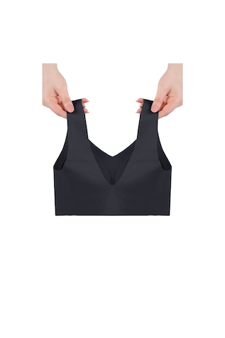 Balensiz Lazer Dikişsiz Çıkarılabilir Pedli Kalın Askılı Görünmez Sütyen Siyah