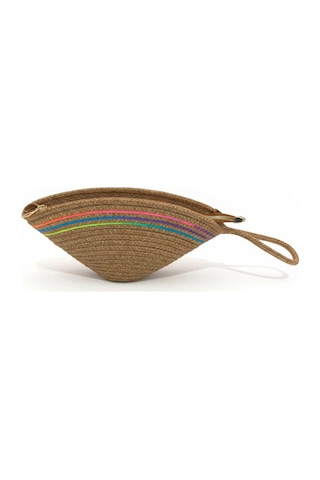 Efw Rome Handmade Hasır Renkli Şerit Detaylı Clutch Çanta