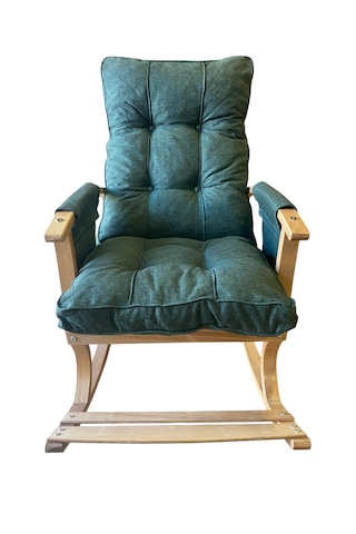 Lüx Ahşap Çift Cepli Sallanan Sandalye Haki