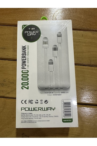 Powerway 20000 Lik Powerbank Taşınabilir Şarj BEYAZ