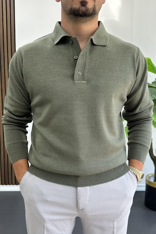 Erkek Düğmeli Polo Yaka Kazak Yeşil Edw231 Yeşil