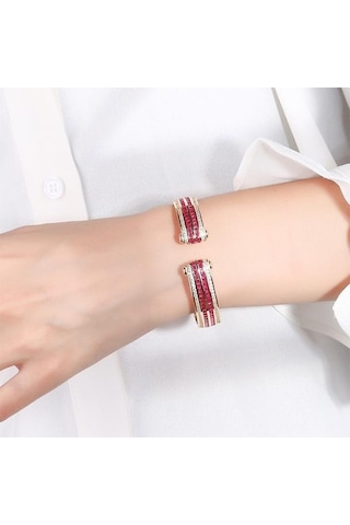 Novahub Yakutlu Sarı Altın Bileklik - Açık Manşet, Gelinler İçin Lüks Ve Ayarlanabilir, Çok Renkli Seçenekler Çok Renkli