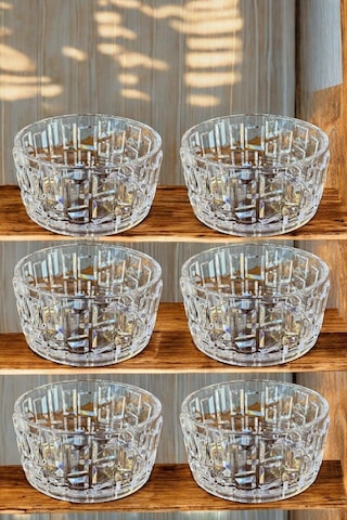 Kırılmaz Çerezlik 180 Ml Şık Kase Sunumluk Kristal Kesim Özel Üretim 6 Adet Şeffaf