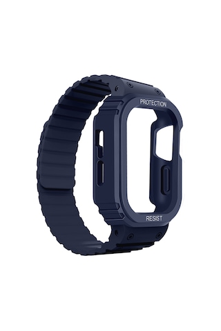 Apple Uyumlu Watch  Series 10 / 11 Kılıf 42mm Silikon Kordon Kd-142 Airbag Tasarımlı Kasa Koruyuculu