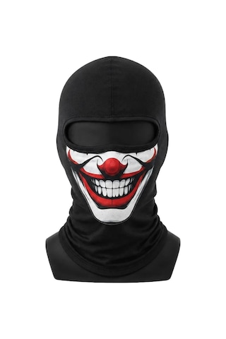 Womanandkids Wak Unisex Palyaço Baskılı Balaklava Maske 1 Adet Tek Beden Viskoz Kask İçi Outdoor Motosiklet Maske Siyah