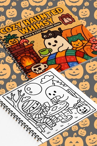 Cozy Haunted Whimsy Bold And Easy 20x20 Cm Büyük Boyama Kitabı, Çocuklar Ve Yetişkinler İçin
